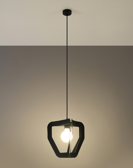 TRES lampă suspendată negru + 1x bec LED E27 4000K rece 7.5W 650lm