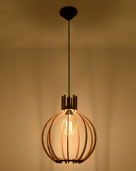 Lampă suspendată ARANCIA lemn natural + 1x bec LED E27 4000K rece 7,5W 650lm