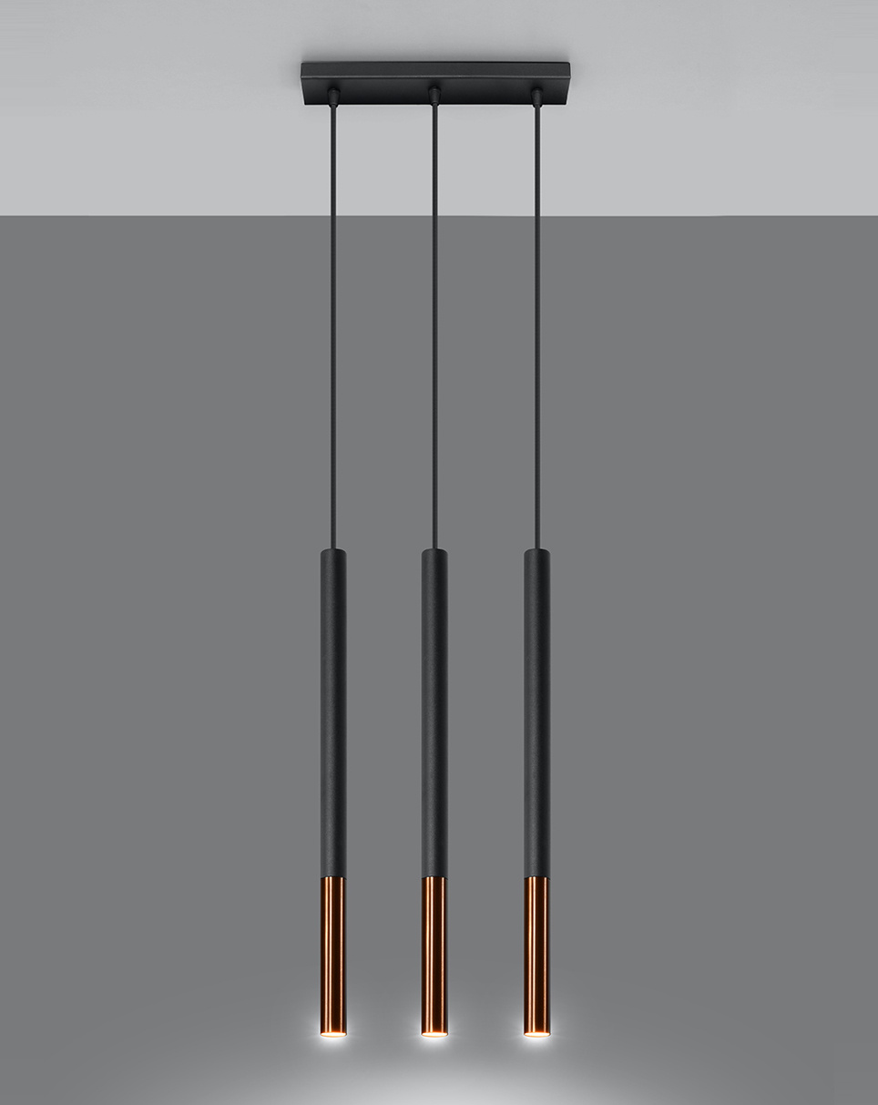 MOZAICA 3L negru / cupru lampă suspendată + 3x bec LED G9 3000K cald 4.5W 510lm