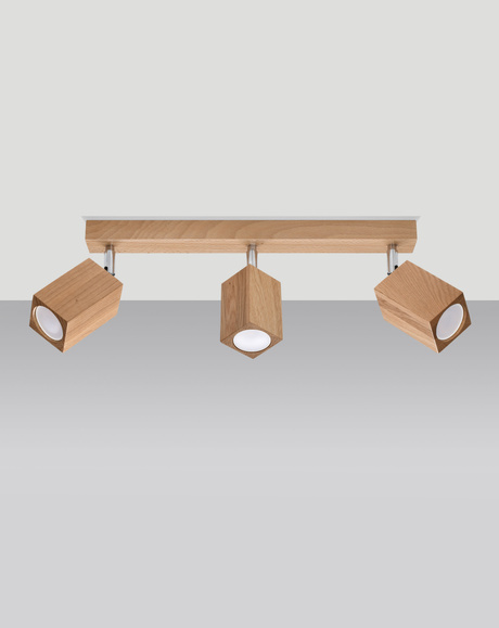 Plafonieră KEKE 3 stejar + 3x bec LED GU-10 3000K Warm 7W 620lm