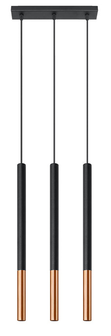 MOZAICA 3L negru / cupru lampă suspendată + 3x bec LED G9 3000K cald 4.5W 510lm