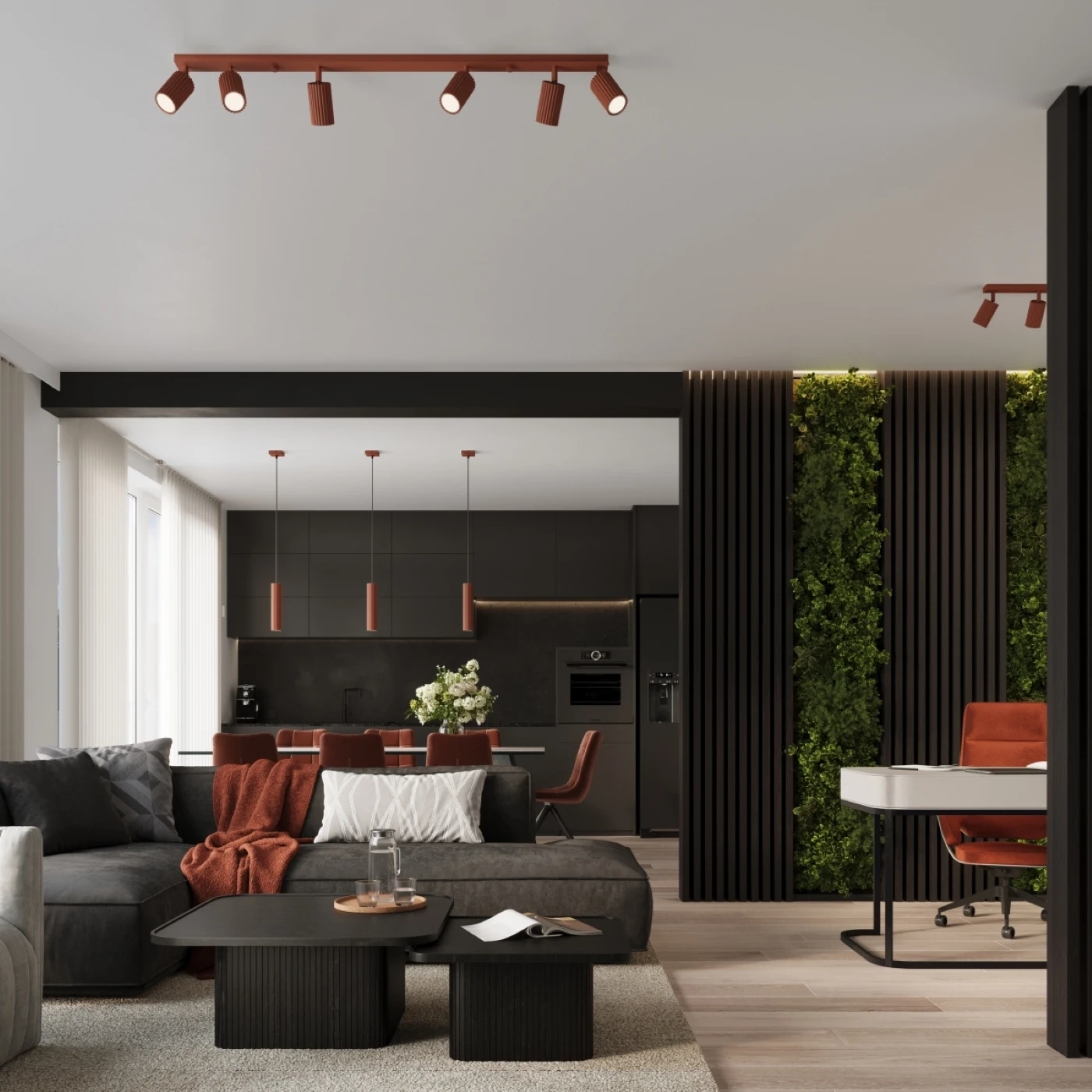 Lampă suspendată KARBON 2 roșu ocru