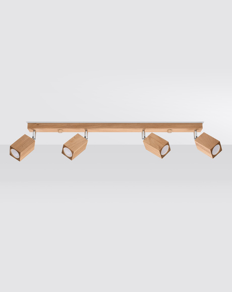 Plafonieră KEKE 4 stejar + 4x bec LED GU-10 3000K Warm 7W 620lm