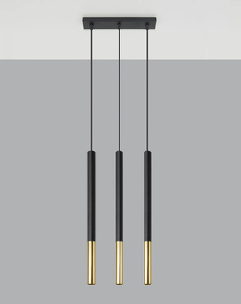 MOZAICA 3L negru / aur lampă suspendată + 3x bec LED G9 4000K rece 4,5W 530lm