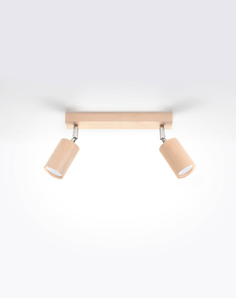 Plafonieră BERG 2 lemn natural + 2x bec LED GU-10 4000K rece 7W 630lm