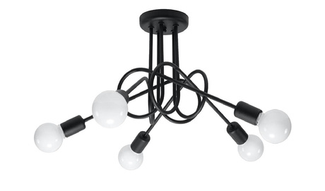 Candelabru SUPEŁ 5 negru + 5x bec LED E27 4000K rece 7,5W 650lm