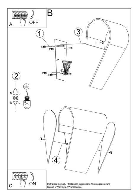 CLINO 1 lampă de perete + 1x bec LED E27 3000K Warm 7.5W 620lm