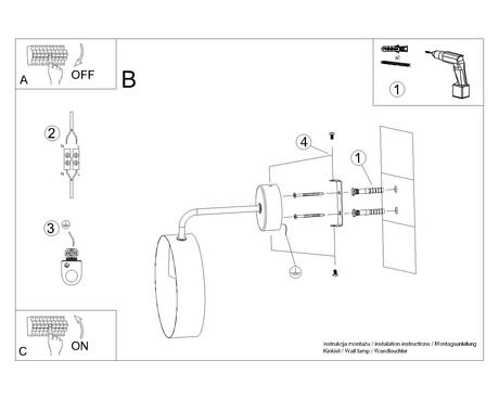 TITRAN 1 lampă de perete alb + 1x bec LED E27 3000K Warm 7.5W 620lm
