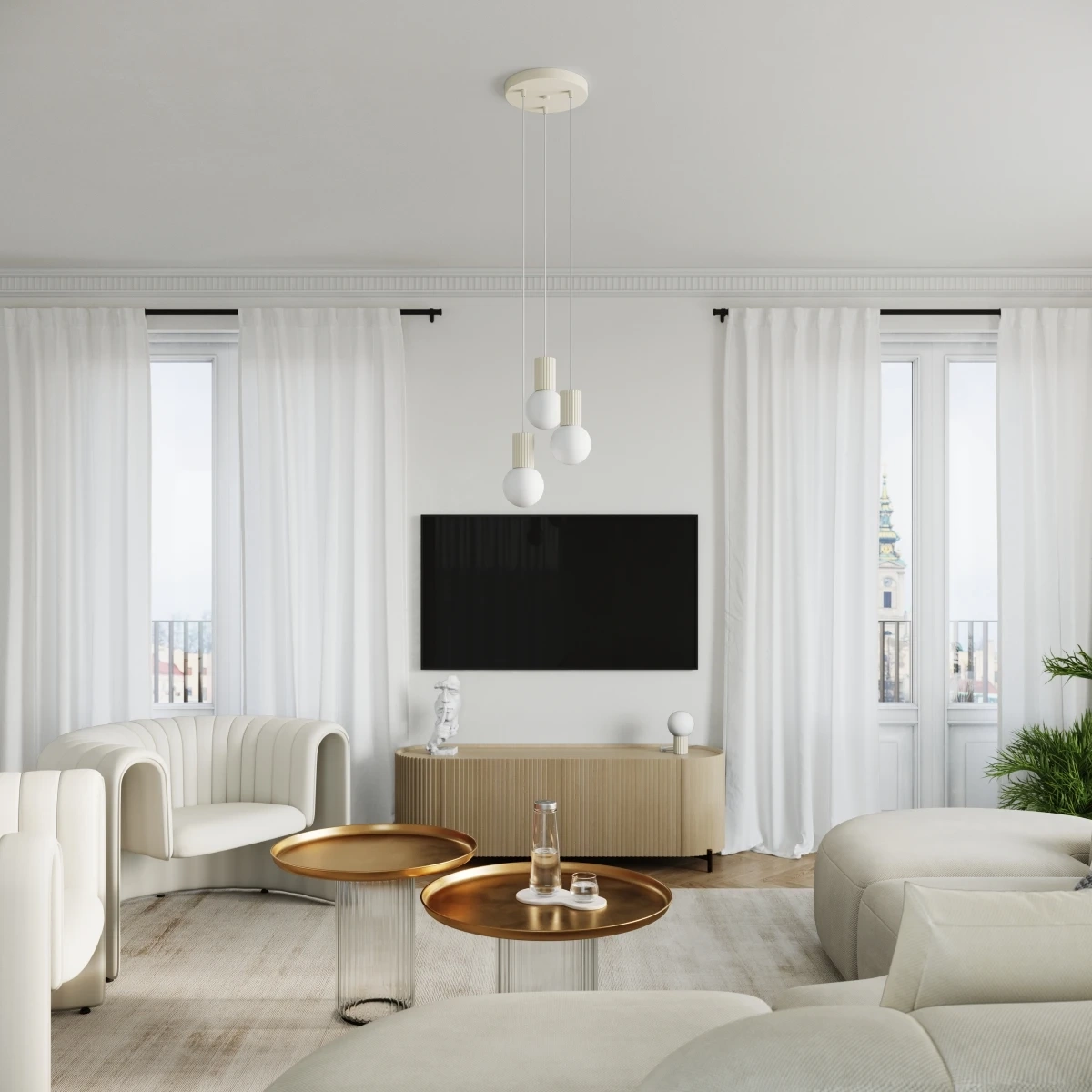 Lampă suspendată HALO 3P bej