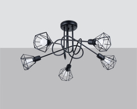 Candelabru ARTEMIS 5S negru + 5x bec LED E14 4000K rece 7.5W 680lm