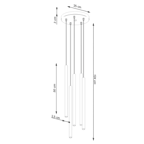 Lampă suspendată PASTELO 5P roșu ocru