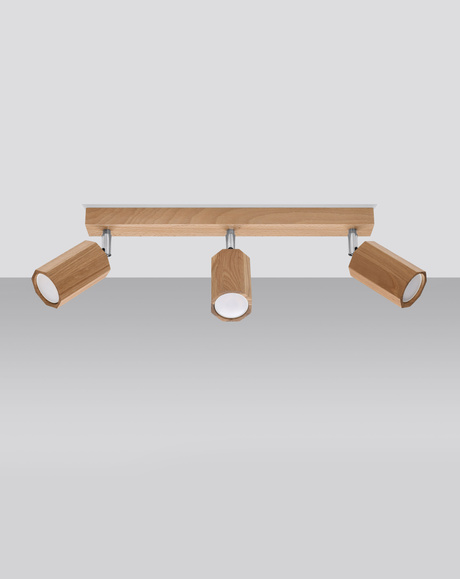 Plafonieră ZEKE 3 stejar + 3x bec LED GU-10 4000K Cold 7W 630lm