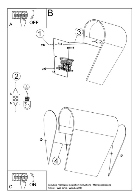 CLINO 2 lampă de perete + 2x bec LED E27 3000K Warm 7.5W 620lm