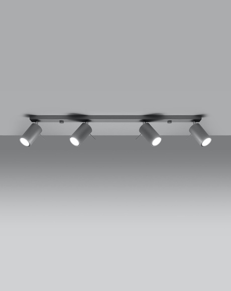 Plafonieră RING 4L Grey + 4x bec LED GU-10 4000K Cold 7W 630lm