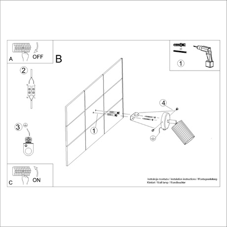 Lampă de perete KARBON verde măsliniu cu întrerupător