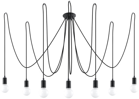 Lampă suspendată EDISON 7 negru + 7x bec LED E27 4000K rece 7,5W 650lm