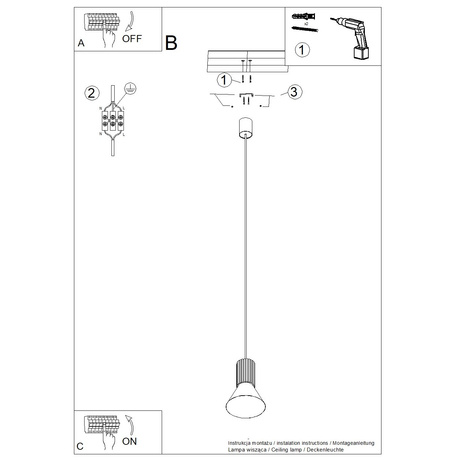 Lampă suspendată ESTRIA 1 alb/ultramarin