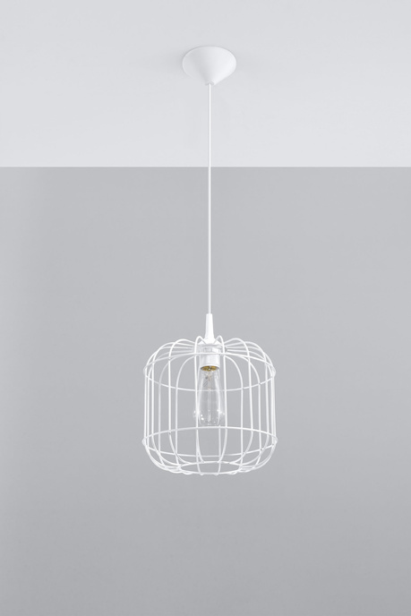 Lampă suspendată CELTA alb + 1x bec LED E27 3000K cald 7.5W 620lm