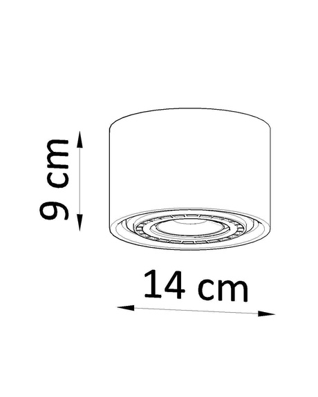 Plafonieră BASIC 1 beton + 1x bec LED GU10 AR111 4000K COLD 12W 850lm