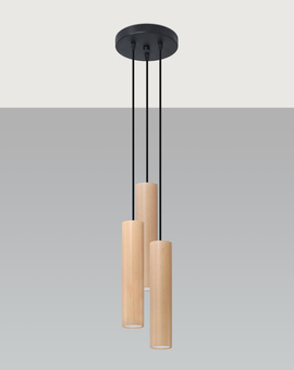 LINO 3P lampă suspendată lemn natural + 3x LED GU-10 4000K rece 7W 630lm bec