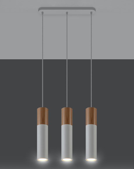 PABLO 3 lampă suspendată albă + 3x bec LED GU-10 4000K rece 7W 630lm