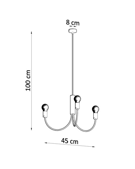 Candelabru PICCOLO 3 + 3x Bec LED E27 3000K Warm 7.5W 620lm
