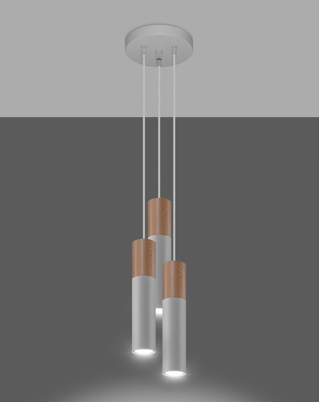PABLO 3P lampă suspendată alb + 3x GU-10 3000K cald 7W bec LED 620lm