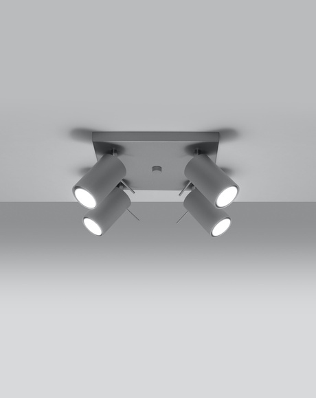 Plafonieră RING 4 Grey + 4x bec LED GU-10 3000K Warm 7W 620lm