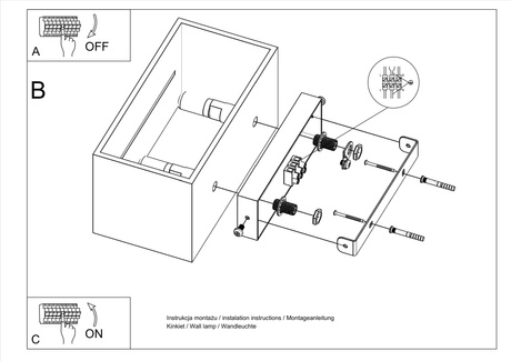 LOBO MAXI lampă de perete negru + 2x bec LED G9 4000K Cold 4.5W 530lm