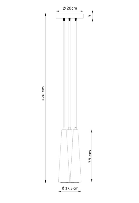 SULA 3P lampă suspendată lemn natural + 3x LED GU-10 4000K rece 7W 630lm bec
