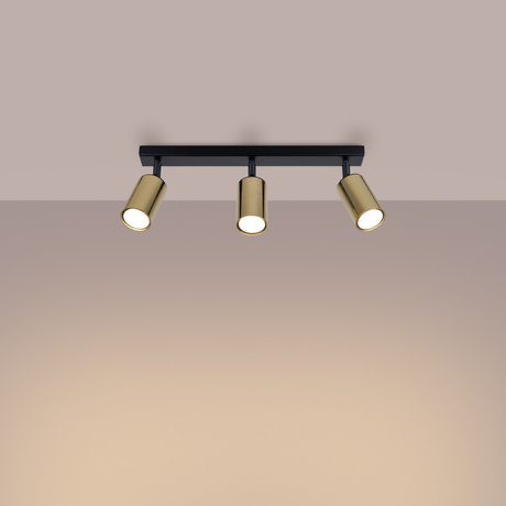 Plafonieră WINX 3 negru / auriu + 3 becuri LED GU-10 3000K Warm 7W 510lm