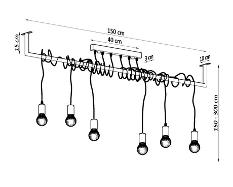 Candelabru SALAMANCA 6 negru + 6x bec LED E27 4000K rece 7.5W 650lm