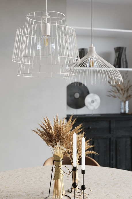 Lampă suspendată UMB alb + 1x bec LED E27 3000K cald 7.5W 620lm