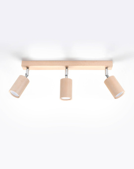Plafonieră BERG 3 lemn natural + 3x bec LED GU-10 4000K rece 7W 630lm