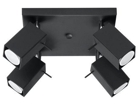 Plafonieră MERIDA 4 negru + 4x bec LED GU-10 4000K rece 7W 630lm