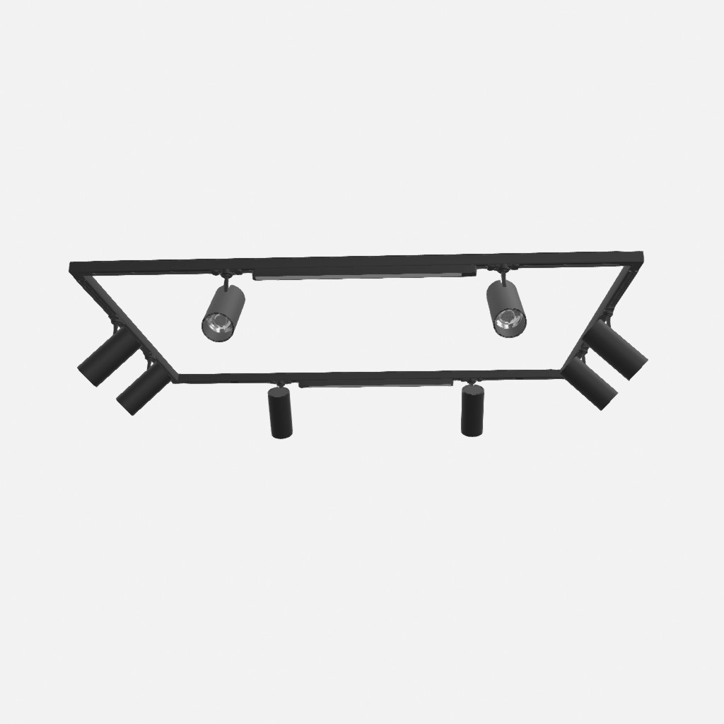 Plafonieră, 10 spoturi, sistem 3-rail, REO/LUCIE negru LED 272W 4000K