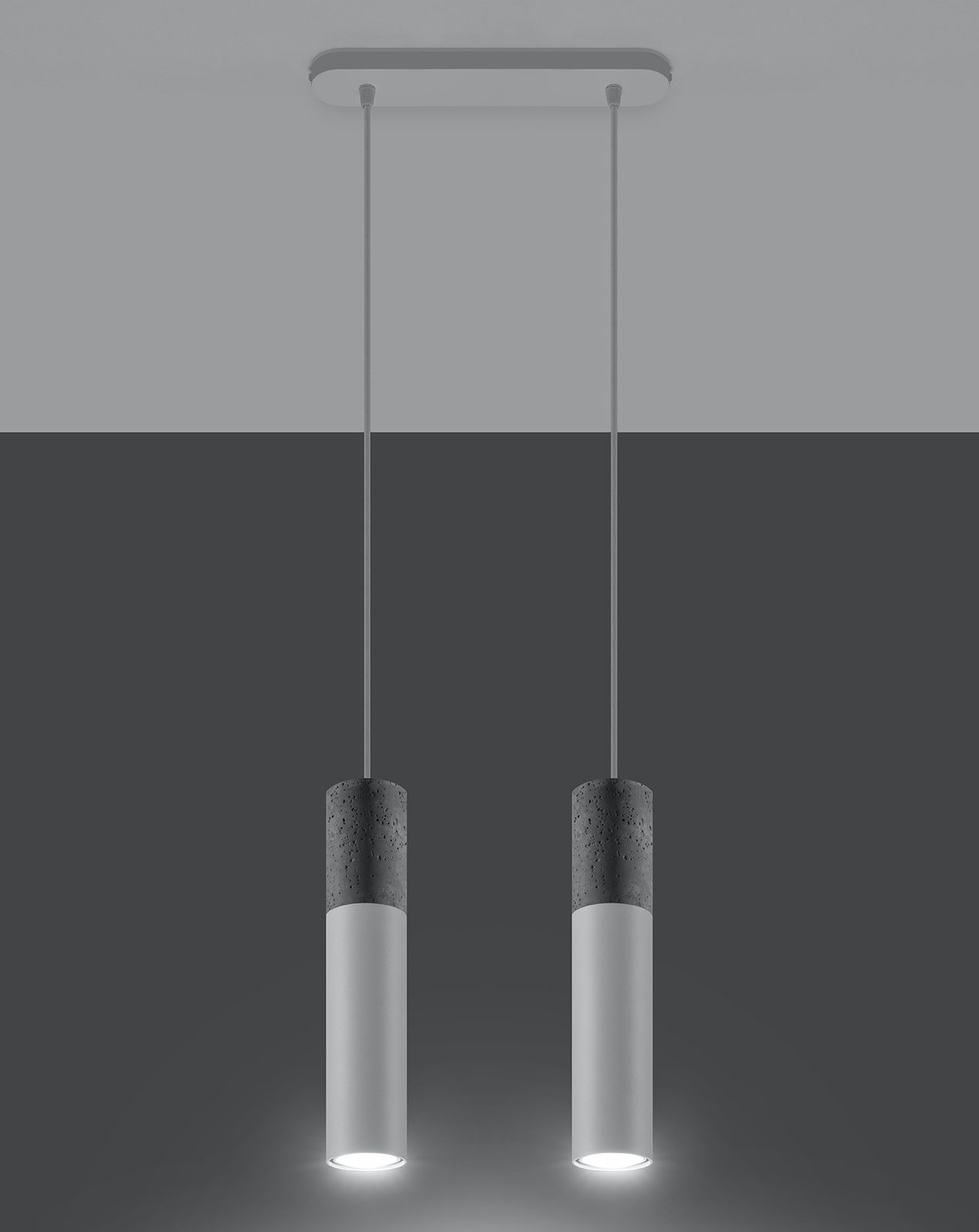 Lampă suspendată BORGIO 2 alb + 2x bec LED GU-10 4000K rece 7W 630lm