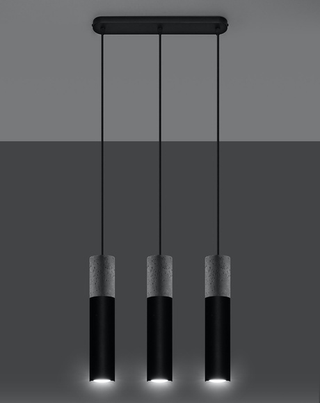 Lampă suspendată BORGIO 3 negru + 3x bec LED GU-10 4000K rece 7W 630lm