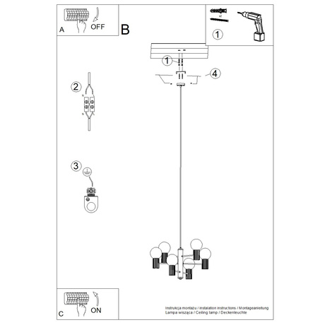 Candelabru HALO 6 negru