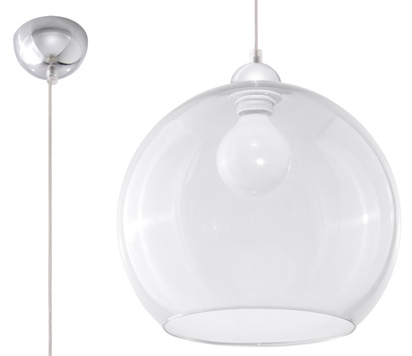 Lampă suspendată BALL transparentă + 1x bec LED E27 3000K cald 7.5W 620lm
