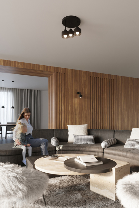 Plafonieră SAVAR 3 negru + 3x bec LED E27 4000K Rece 7.5W 690lm