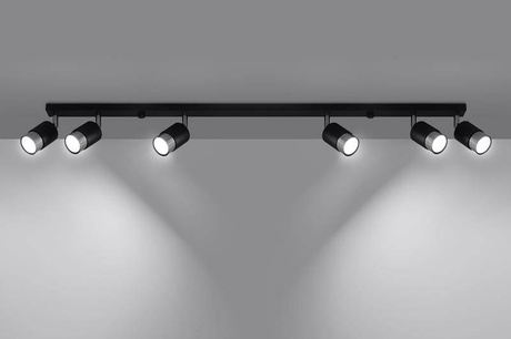 Plafonieră NERO 6 negru/cromo + 6x bec LED GU-10 3000K Warm 7W 620lm