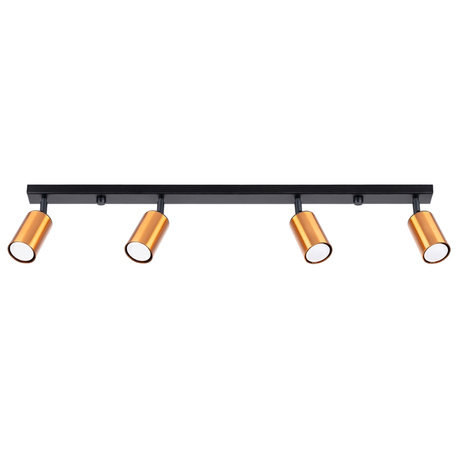 Plafonieră WINX 4L negru / cupru + 4x bec LED GU-10 3000K Warm 7W 510lm