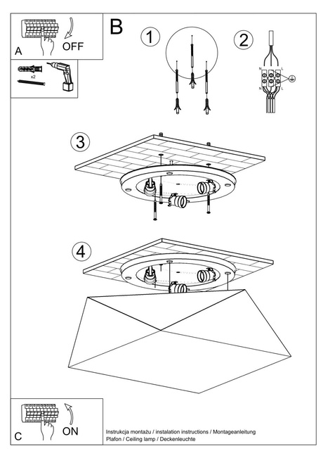 Plafonieră HEXA 45 WHITE + 3x bec LED E27 3000K Warm 7.5W 620lm