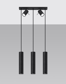 RING 3 negru lampă suspendată + 5x GU-10 3000K cald 7W 620lm bec LED