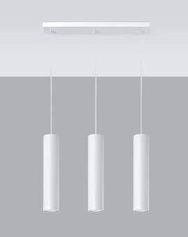 LAGOS 3 lampă suspendată albă + 3x bec LED GU-10 4000K rece 7W 630lm