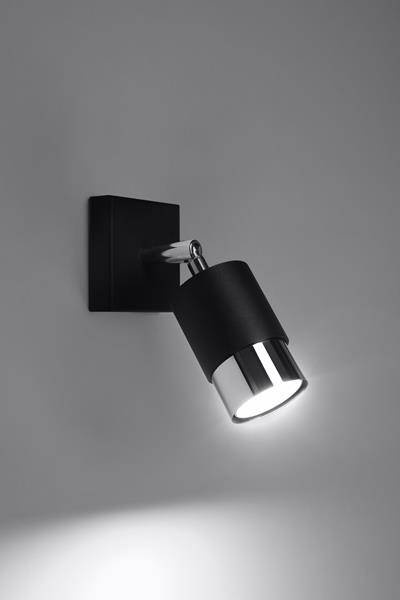 NERO lampă de perete negru / crom + 1x bec LED GU-10 3000K cald 7W 620lm
