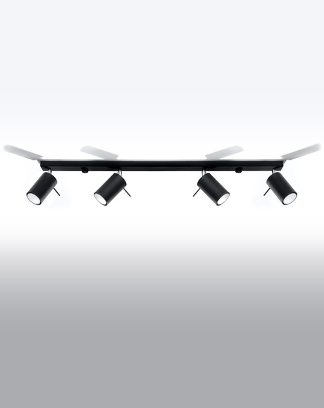 Plafonieră RING 4L negru + 4x bec LED GU-10 4000K rece 7W 630lm