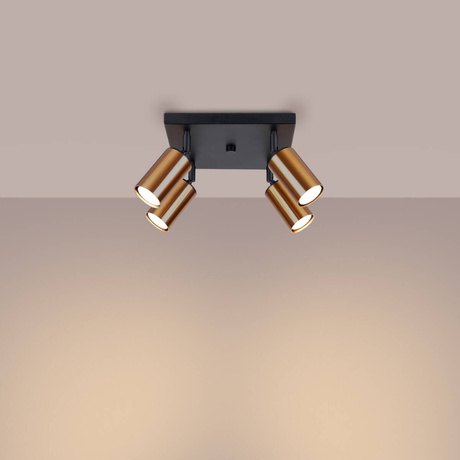 Plafonieră WINX 4 negru / cupru + 4x bec LED GU-10 3000K Warm 7W 510lm