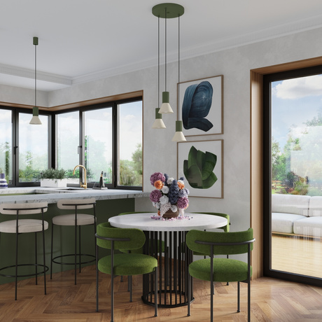 Lampă suspendată ESTRIA 1 bej/verde-oliv